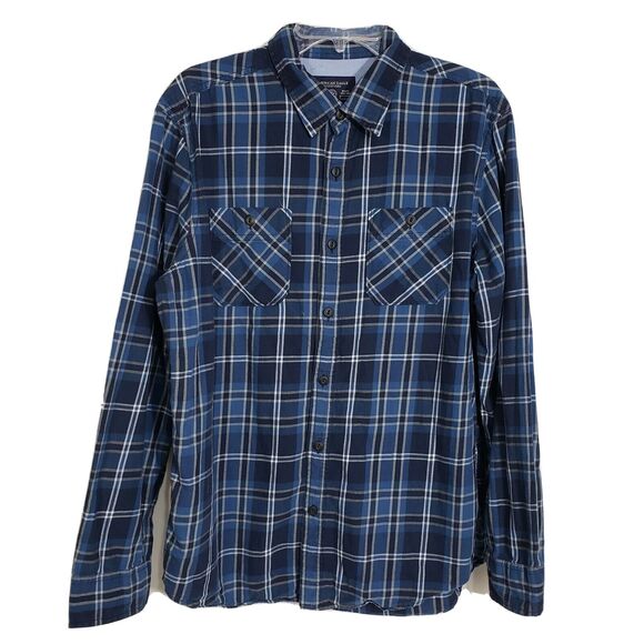 American Eagle Outfitters Mens Shirt Large Button Athletic Fit Plaid Pockets L/S - Picture 1 of 9